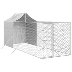 Koiran ulkohäkki katolla hopea 2x14x2,5 m galvanoitu teräs hinta ja tiedot | Kuljetushäkit ja kuljetuslaatikot | hobbyhall.fi