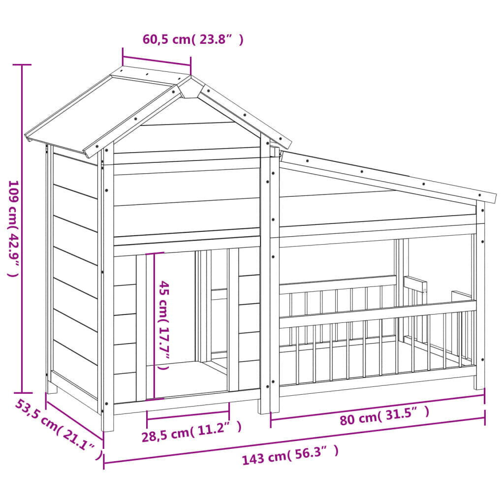 Koiratarha mokka 143x60,5x109 cm täysi mänty hinta ja tiedot | Pedit ja pesät | hobbyhall.fi