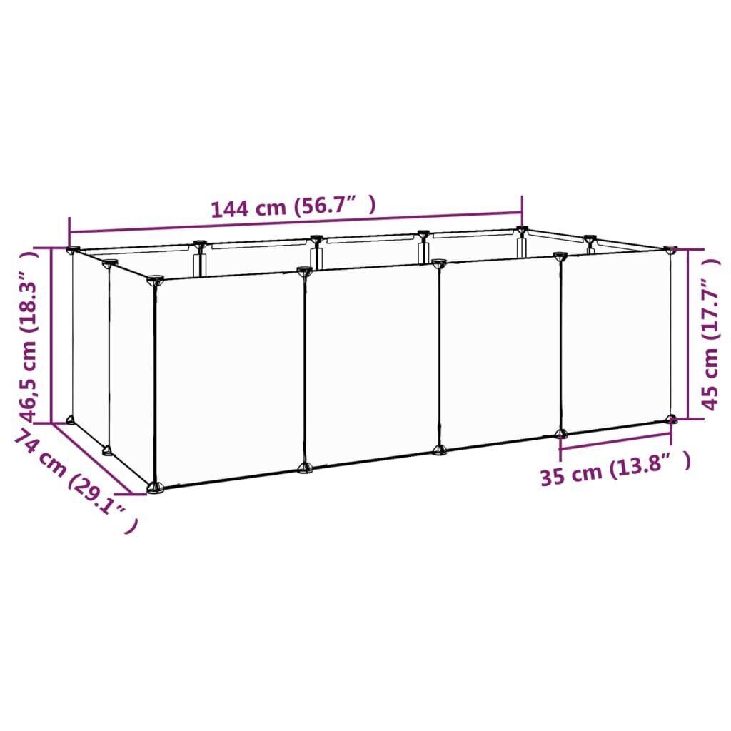 Pieneläinhäkki läpinäkyvä 144x74x46,5 cm PP ja teräs hinta ja tiedot | Kuljetushäkit ja kuljetuslaatikot | hobbyhall.fi