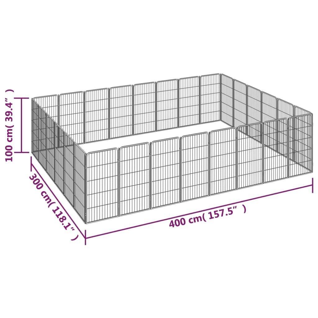 Koiranhäkki 28 paneelia musta 50x100 cm jauhemaalattu teräs hinta ja tiedot | Pedit ja pesät | hobbyhall.fi