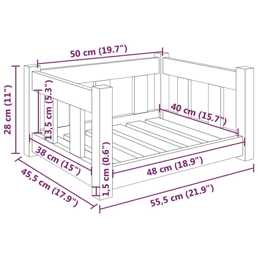 Koiransänky 55,5x45,5x28 cm täysi mänty hinta ja tiedot | Pedit ja pesät | hobbyhall.fi