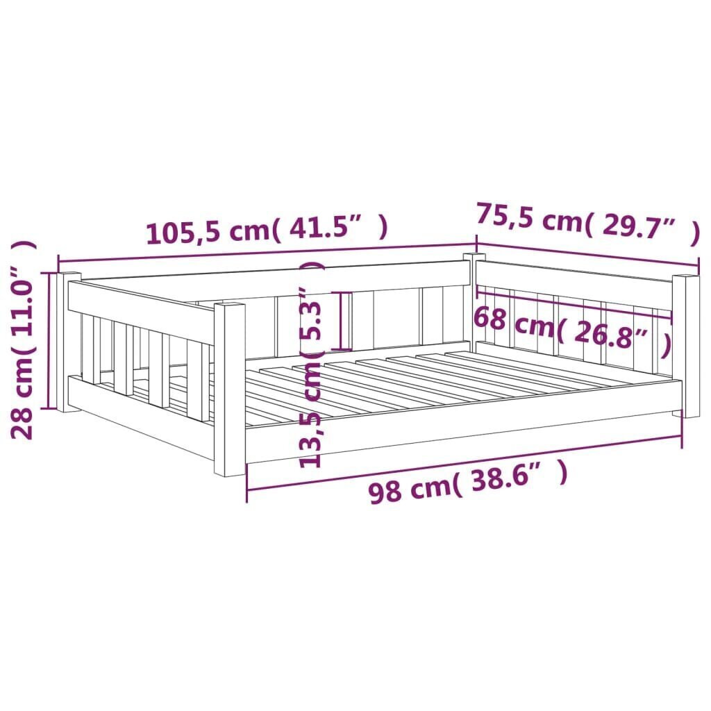 Koiransänky musta 105,5x75,5x28 cm täysi mänty hinta ja tiedot | Pedit ja pesät | hobbyhall.fi