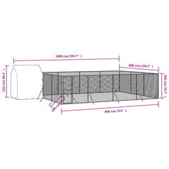 Koiran ulkohäkki katolla hopea 10x6x2,5 m galvanoitu teräs hinta ja tiedot | Kuljetushäkit ja kuljetuslaatikot | hobbyhall.fi