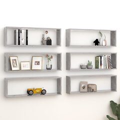 Kuutioseinähyllyt 6 kpl betoninharmaa 80x15x26,5 cm lastulevy hinta ja tiedot | Hyllyt | hobbyhall.fi