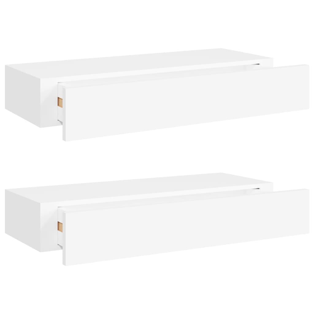 Laatikkohyllyt seinälle 2 kpl valkoinen 60x23,5x10 cm MDF hinta ja tiedot | Hyllyt | hobbyhall.fi