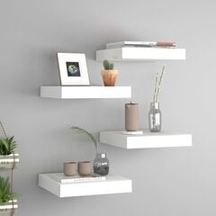 Kelluvat seinähyllyt 4 kpl valkoinen 23x23,5x3,8 cm MDF hinta ja tiedot | Hyllyt | hobbyhall.fi