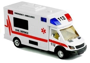 Ambulanssiauto valoilla ja äänitehosteella, 1:48 hinta ja tiedot | Poikien lelut | hobbyhall.fi