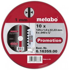 Metabo INOX katkaisulaikat 125 x 1,0 x 22 A60R hinta ja tiedot | Hiomakoneet | hobbyhall.fi