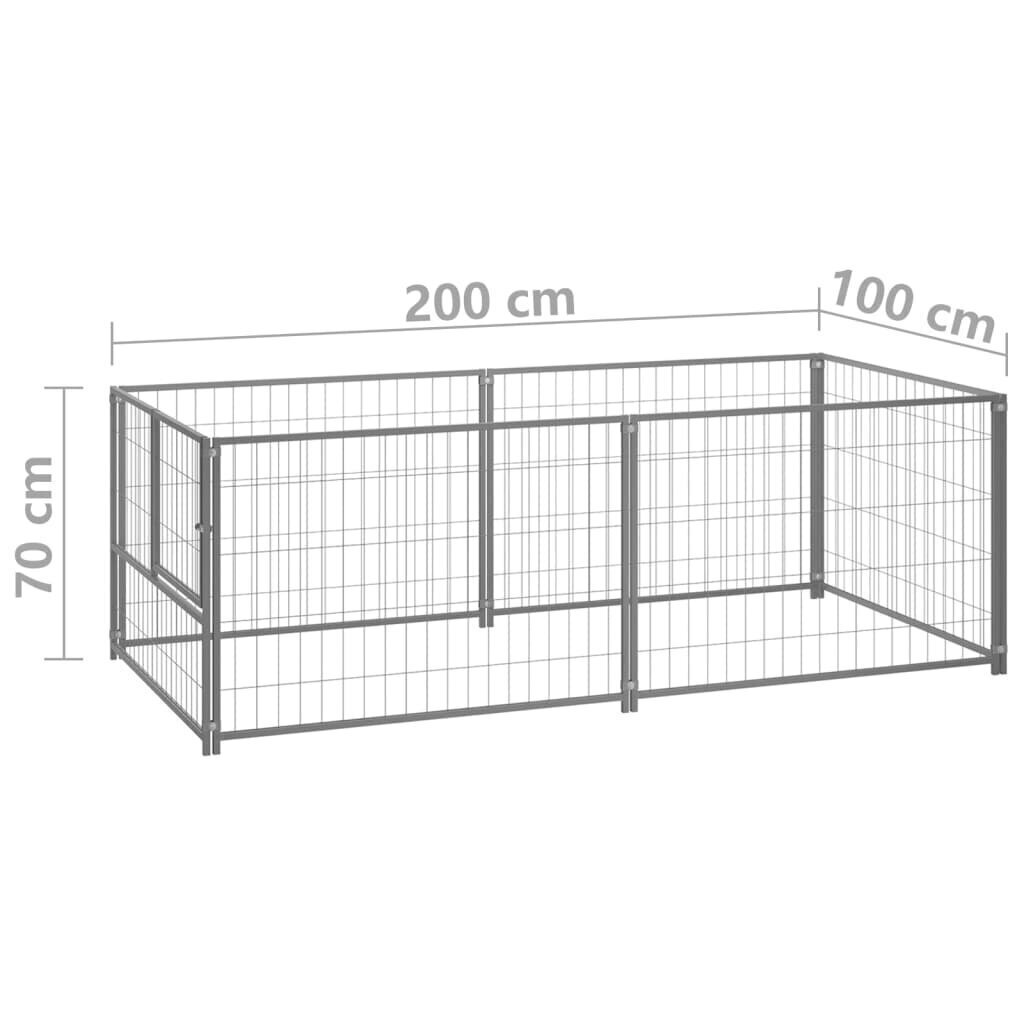 Koiranhäkki hopea 200x100x70 cm teräs hinta ja tiedot | Pedit ja pesät | hobbyhall.fi