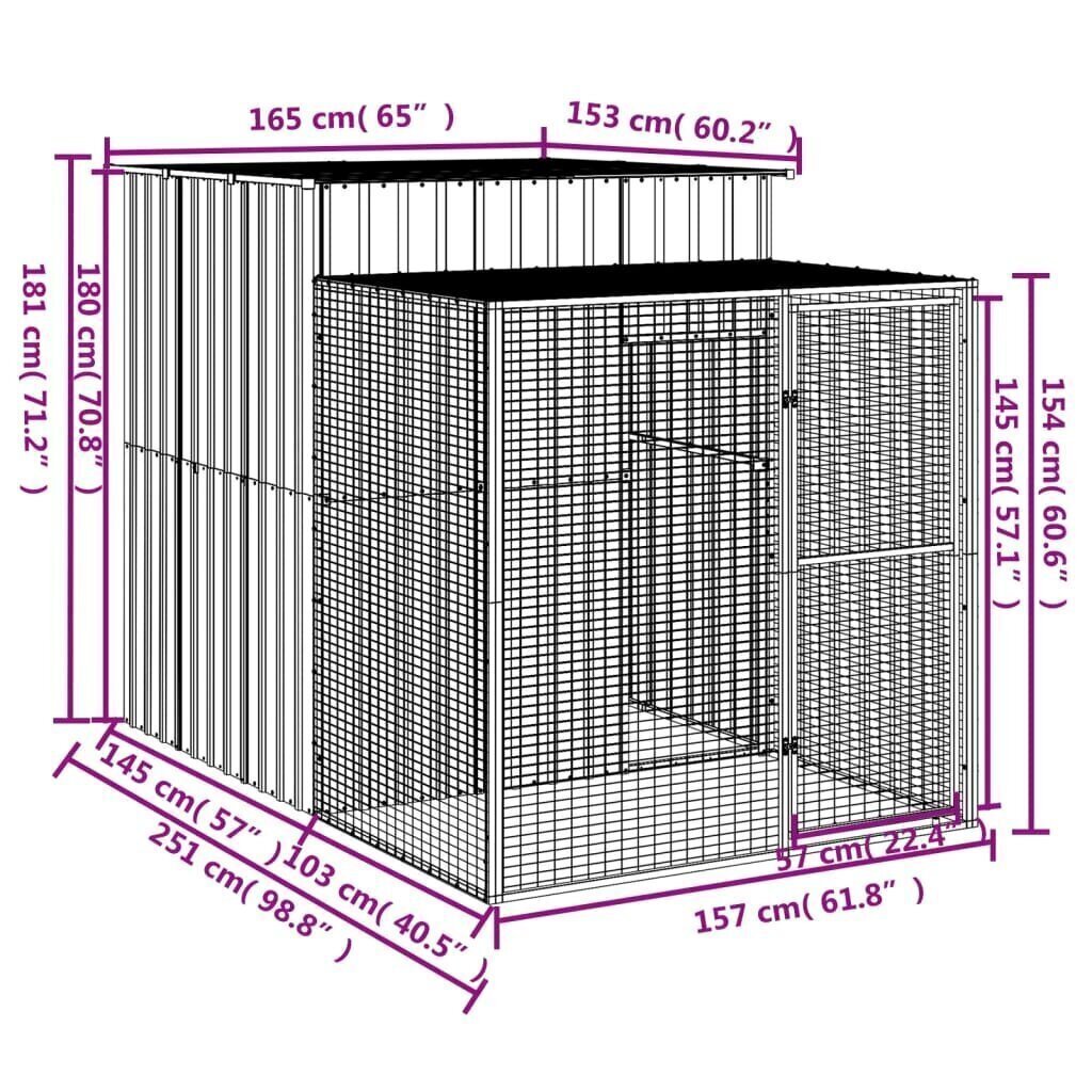 Kanakoppi/ulkotila v.harmaa 165x1067x181 cm galvanoitu teräs hinta ja tiedot | Kuljetushäkit ja kuljetuslaatikot | hobbyhall.fi