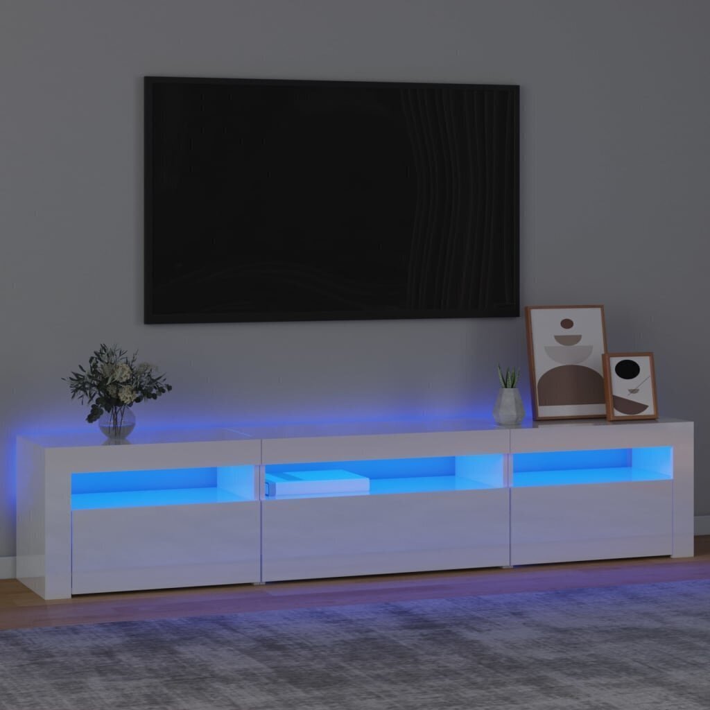 TV-taso LED-valoilla korkeakiilto valkoinen 195x35x40 cm hinta ja tiedot | TV-tasot | hobbyhall.fi