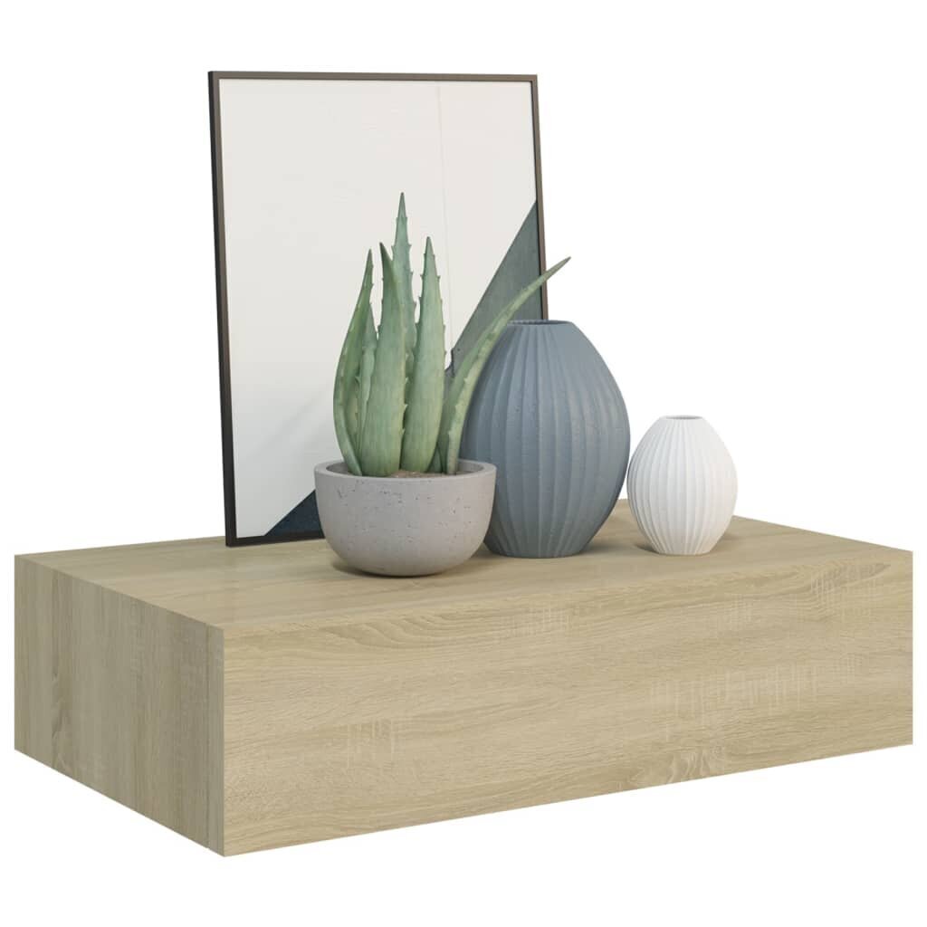 Seinälaatikkohyllyt 2 kpl tammi 40x23,5x10 cm MDF hinta ja tiedot | Hyllyt | hobbyhall.fi