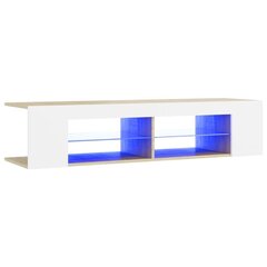 TV-taso LED-valoilla valkoinen ja Sonoma-tammi 135x39x30 cm hinta ja tiedot | TV-tasot | hobbyhall.fi