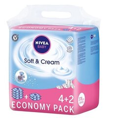 Nivea Baby Soft &amp; Cream kosteuspyyhkeet 6 x 63 kpl hinta ja tiedot | Kosteuspyyhkeet, vanulaput ja vanupuikot | hobbyhall.fi