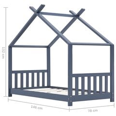 Lasten sängynrunko harmaa täysi mänty 70x140 cm hinta ja tiedot | Lastensängyt | hobbyhall.fi