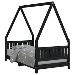 Lasten sängynrunko musta 80x160 cm täysi mänty hinta ja tiedot | Lastensängyt | hobbyhall.fi