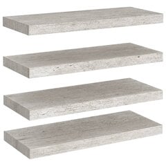 Kelluvat seinähyllyt 4 kpl betoninharmaa 60x23,5x3,8 cm MDF hinta ja tiedot | Hyllyt | hobbyhall.fi