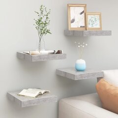 Kelluvat seinähyllyt 4 kpl betoninharmaa 23x23,5x3,8 cm MDF hinta ja tiedot | Hyllyt | hobbyhall.fi