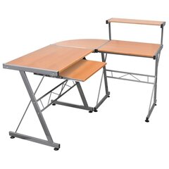 Kulmatietokonepöytä ruskea 132x112x99 cm tekninen puu hinta ja tiedot | Tietokonepöydät ja työpöydät | hobbyhall.fi