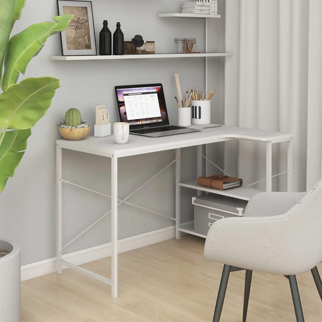 Tietokonepöytä valkoinen 110x72x70 cm lastulevy hinta ja tiedot | Tietokonepöydät ja työpöydät | hobbyhall.fi