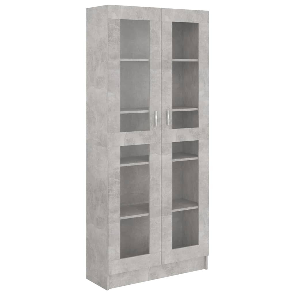 Vitriinikaappi betoninharmaa 82,5x30,5x185,5 cm lastulevy hinta ja tiedot | Vitriinit | hobbyhall.fi