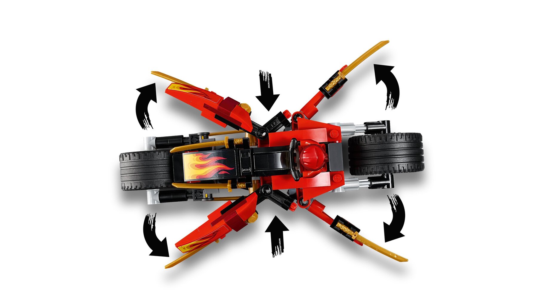 70667 LEGO® NINJAGO Kai miekkapyörä ja Zane moottorikelkkailuauto hinta ja tiedot | LEGOT ja rakennuslelut | hobbyhall.fi