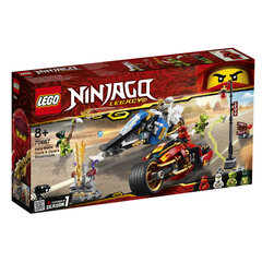 70667 LEGO® NINJAGO Kai miekkapyörä ja Zane moottorikelkkailuauto hinta ja tiedot | LEGOT ja rakennuslelut | hobbyhall.fi