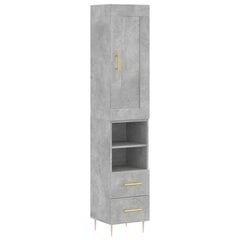 Kaappi betoninharmaa 34,5x34x180 cm tekninen puu hinta ja tiedot | Lipastot | hobbyhall.fi