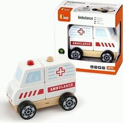 Puupaloista valmistettu auto VIGA Ambulance hinta ja tiedot | LEGOT ja rakennuslelut | hobbyhall.fi