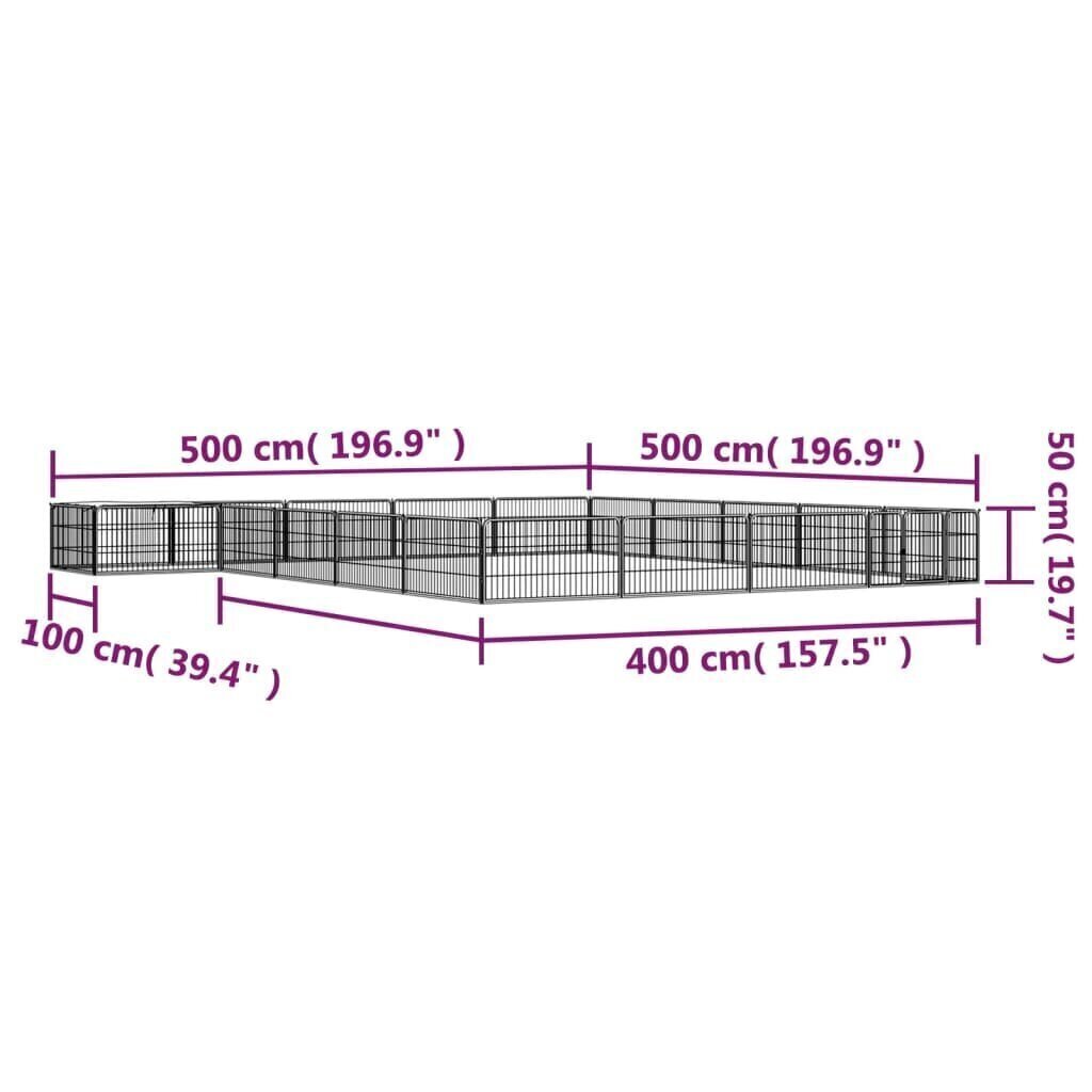 Koiranhäkki 20 paneelia musta 100x50 cm jauhemaalattu teräs hinta ja tiedot | Pedit ja pesät | hobbyhall.fi