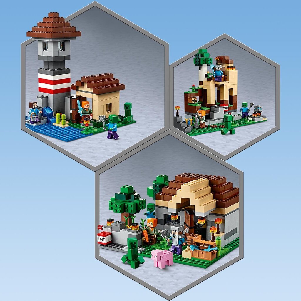 21161 LEGO® Minecraft rakennuslaatikko 3.0 hinta ja tiedot | LEGOT ja rakennuslelut | hobbyhall.fi
