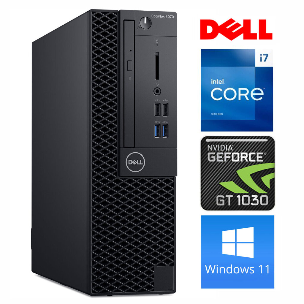 DELL 3070 SFF i7-9700 16GB 512SSD M.2 NVME+2TB GT1030 2GB DVD WIN11Pro hinta ja tiedot | Pöytätietokoneet | hobbyhall.fi