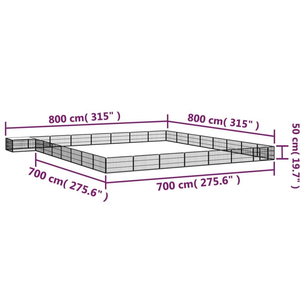 Koiranhäkki 32 paneelia musta 100x50 cm jauhemaalattu teräs hinta ja tiedot | Pedit ja pesät | hobbyhall.fi