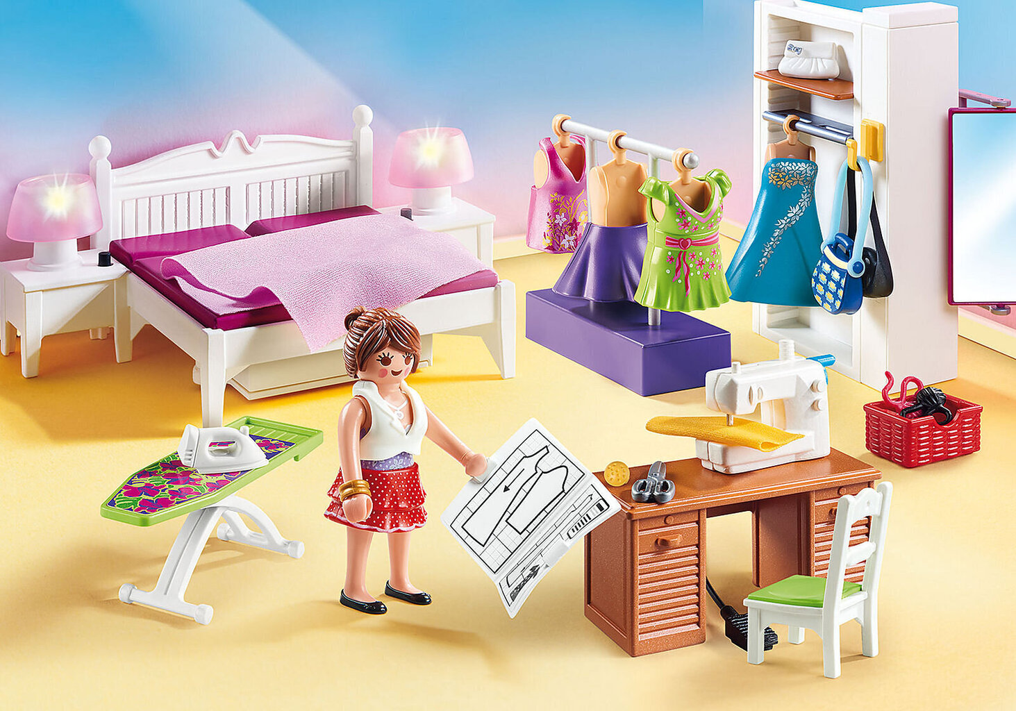 70208 PLAYMOBIL® Dollhouse, makuuhuone ompelunurkkauksella hinta ja tiedot | LEGOT ja rakennuslelut | hobbyhall.fi