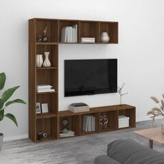 3-osainen Kirjahylly/TV-kaappisarja ruskea tammi 180x30x180 cm hinta ja tiedot | Hyllyt | hobbyhall.fi