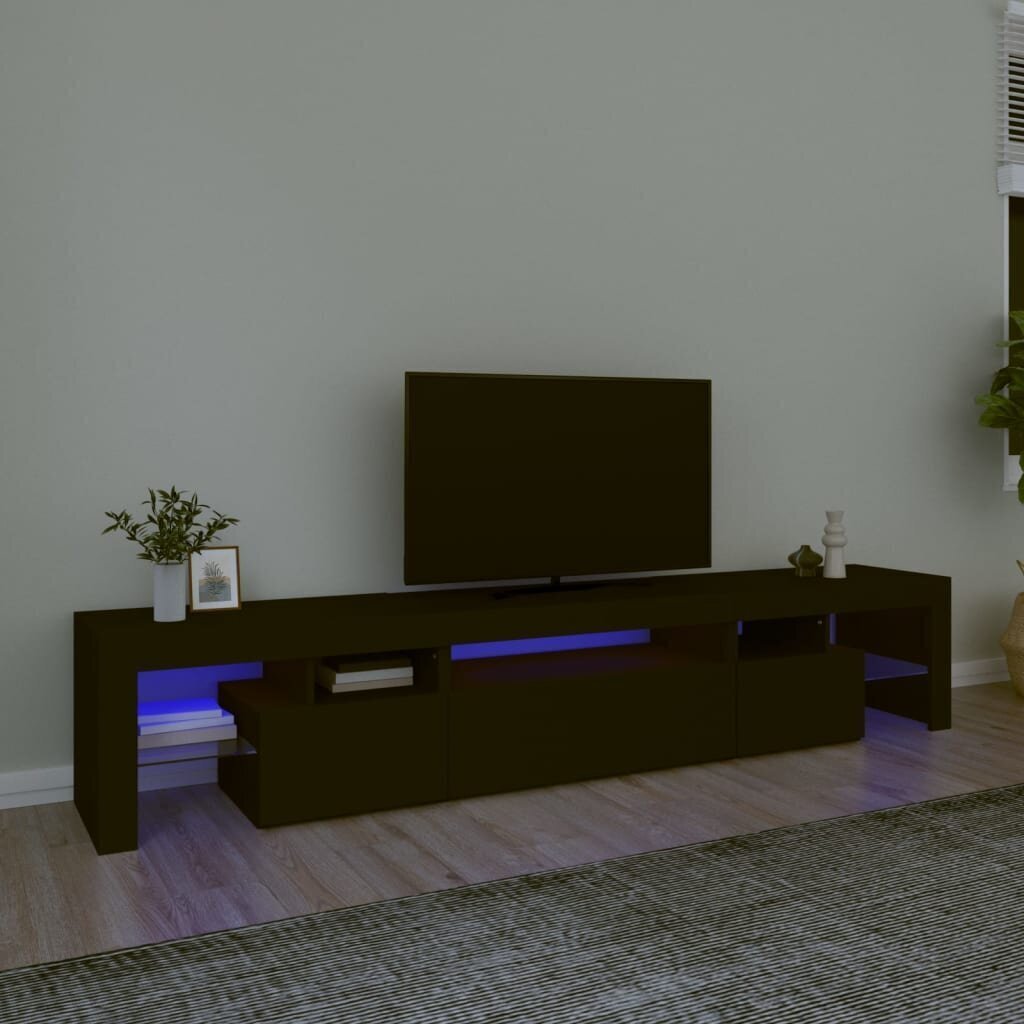 TV-taso LED-valoilla musta 215x36,5x40 cm hinta ja tiedot | TV-tasot | hobbyhall.fi