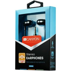 CANYON SEP-4, stereokuulokkeet mikrofonilla, 1,2 m litteä kaapeli, musta, 22 * ​​12 * 12 mm, 0,013 kg hinta ja tiedot | Kuulokkeet | hobbyhall.fi