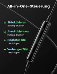 Ugreen Hittune USB C -kuulokkeet kaapelilla, korvan sisäisillä magneettisilla kuulokkeilla, joissa äänenvoimakkuuden säätökohinan eristys Hi-fi-ääni yhteensopiva Galaxy S21 Ultra S20 iPad Pro 2021 Air Android kanssa hinta ja tiedot | Kuulokkeet | hobbyhall.fi