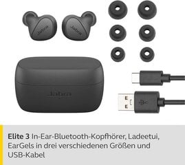 Jabra Elite 3 Ear Bluetooth -kuulokkeet - Todelliset langattomat kuulokkeet, joissa on melueristys ja 4 integroitua mikrofonia - selkeät puhelut, tehokas basso, muokattava ääni ja monotila - tummanharmaa hinta ja tiedot | Kuulokkeet | hobbyhall.fi