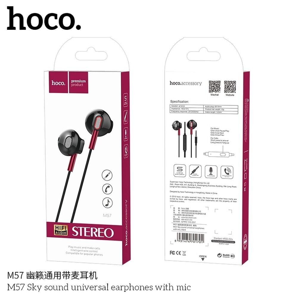 Hoco kuulokkeet mikrofonin kanssa M57 Sky musta hinta ja tiedot | Kuulokkeet | hobbyhall.fi