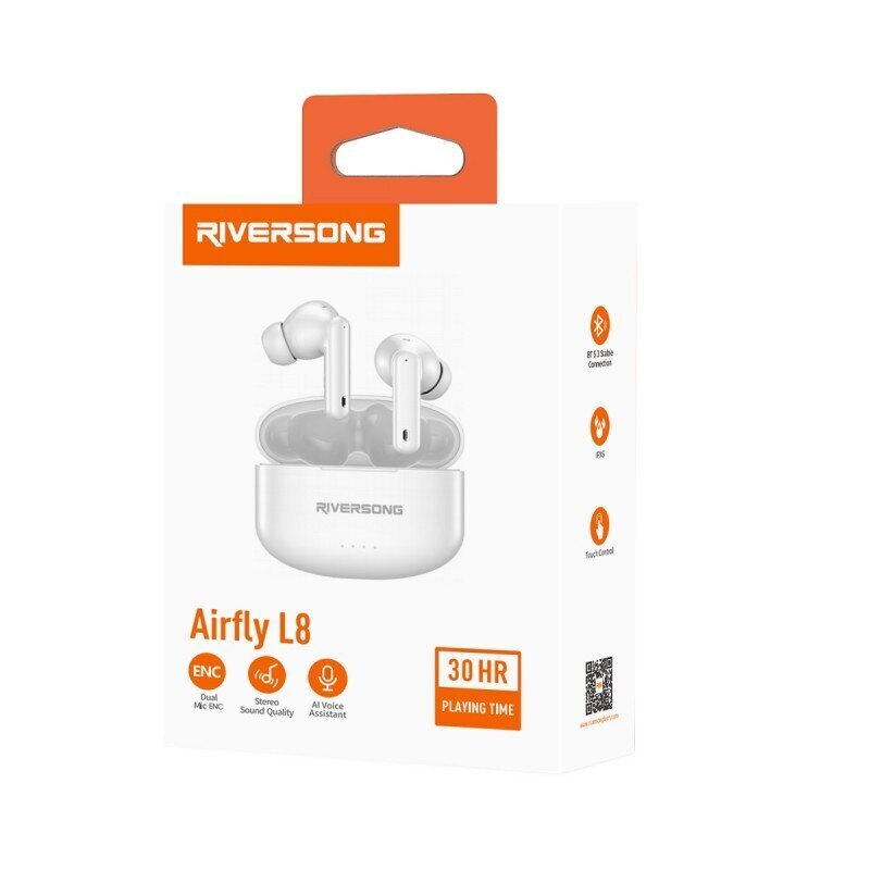 Riversong Bluetooth-kuulokkeet AirFly L8 TWS valkoinen EA226 hinta ja tiedot | Kuulokkeet | hobbyhall.fi