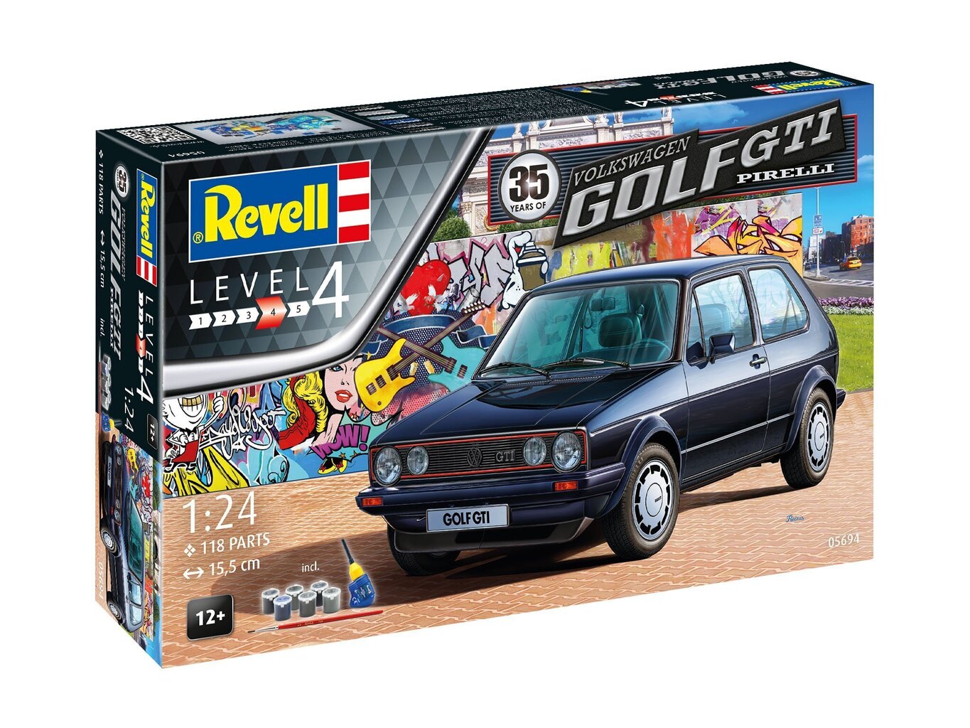 Rakennussetti Revell - 35 vuotta VW Golf 1 GTI Pirelli lahjasetti, 1/24, 05694 hinta ja tiedot | LEGOT ja rakennuslelut | hobbyhall.fi