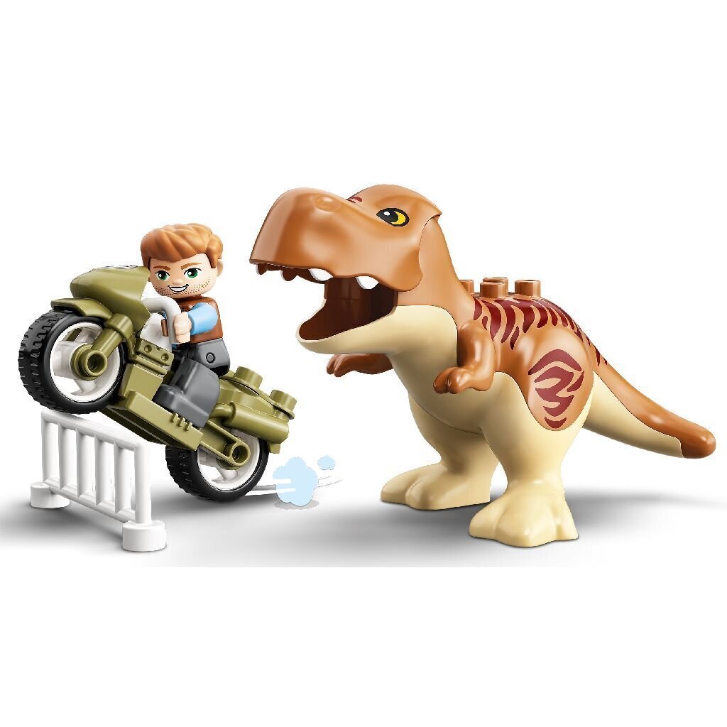 10939 LEGO® DUPLO T. rexin ja Triceratops-dinosauruksen pako hinta ja tiedot | LEGOT ja rakennuslelut | hobbyhall.fi