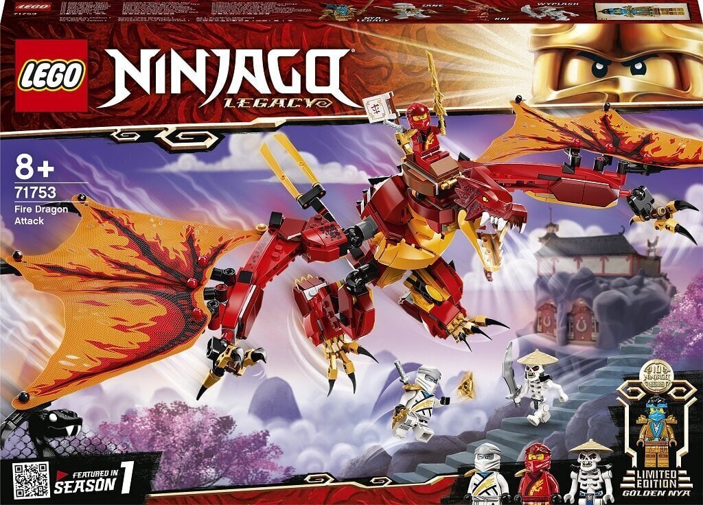 71753 LEGO® NINJAGO Tulilohikäärmeen hyökkäys hinta ja tiedot | LEGOT ja rakennuslelut | hobbyhall.fi