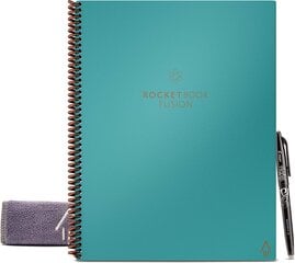 Rocketbook Fusion - Uudelleenkäytettävä muistikirja ja suunnittelija - kestävä ja ympäristöystävällinen kalenteri kierrekohdulla - mukaan lukien Pilot Frixion -kynä ja mikrokuitukangas - A4 Blue -vihreä kirjain hinta ja tiedot | Älylaitteiden lisätarvikkeet | hobbyhall.fi