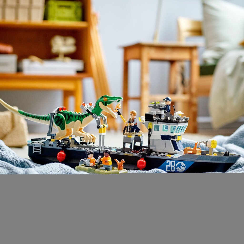 76942 LEGO® Jurassic World Escape of a Barion Unit by Boat hinta ja tiedot | LEGOT ja rakennuslelut | hobbyhall.fi