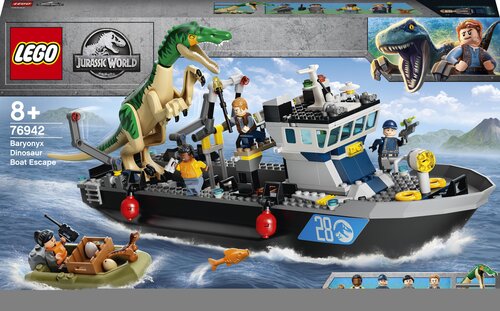 76942 LEGO® Jurassic World Escape of a Barion Unit by Boat hinta ja tiedot | LEGOT ja rakennuslelut | hobbyhall.fi