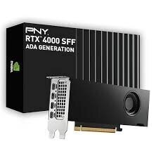 Näytönohjain PNY NVIDIA RTX 4000 SFF Ada Generation, 20 Gt GDDR6 160-bittinen, PCIe 4.0 x16, Dual Slot, 4x Mini DP 1.4a, LP - ATX-teline, Vähittäismyynti, 1x mDP-DP-sovitin hinta ja tiedot | Näytönohjaimet | hobbyhall.fi