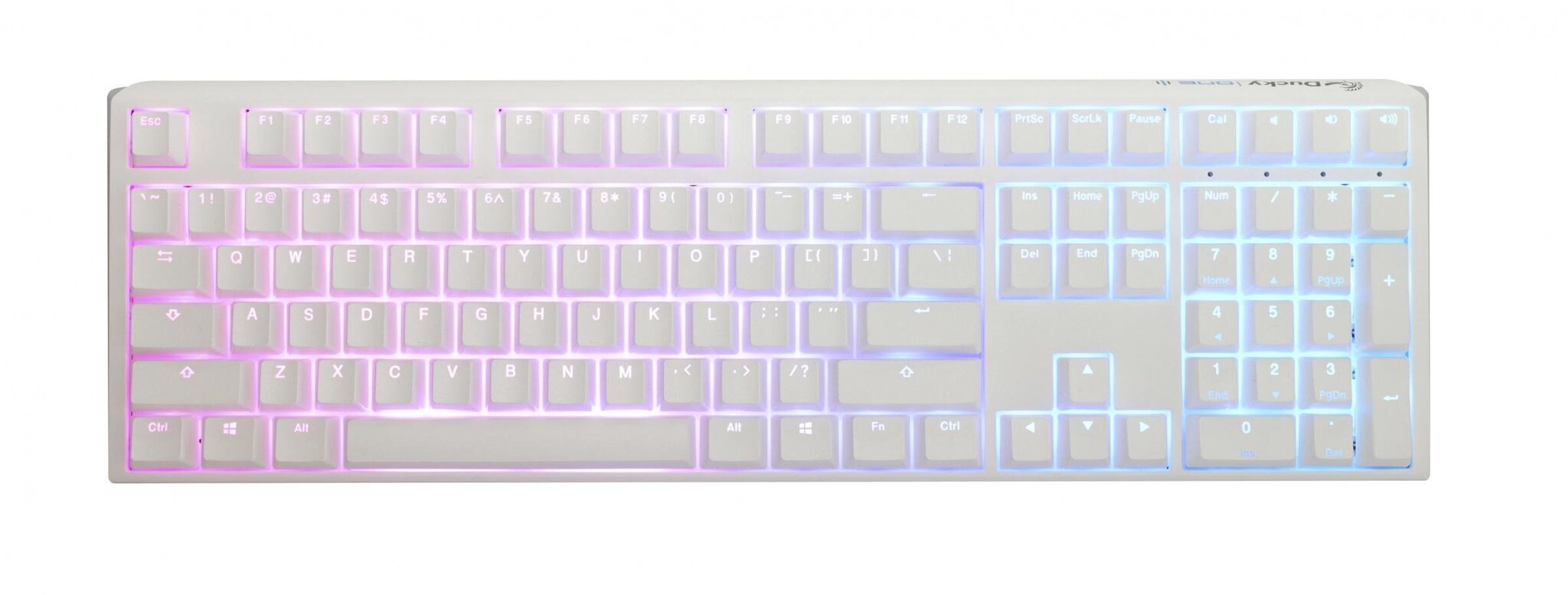 Mekaaninen näppäimistö Ducky One 3 Pure White Täysikokoinen Hotswap Cherry MX Clear, RGB, PBT-näppäimet hinta ja tiedot | Näppäimistöt | hobbyhall.fi