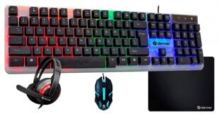 DENVER GCO-610 4-in-1 GAMING KIT - näppäimistö, hiiri, kuulokkeet, hiirimatto hinta ja tiedot | Näppäimistöt | hobbyhall.fi